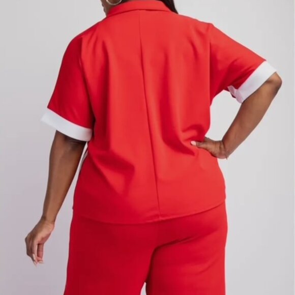 Dani Plus Red & White Techno Knit Pant Set - Picture 2 of 5